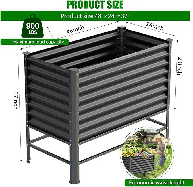 Doniks 2PCS Raised Garden Bed with Legs, 48×24×37in Large Outdoor Metal Galvanized Garden Planting Box,900lb Capacity for Vegetables Lawn Green Flowers, Fruits, Terrace by GreenHaven Gardens