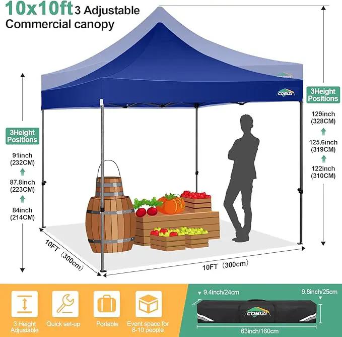 COBIZI 10x10 Pop Up Canopy Tent 10x10 Easy up Canopy, Heavy Duty Outdoor Canopy UPF 50+ All Weather Waterproof Instant Party Tents for Parties Gazebo with Handbag, Navy Blue(Windproof Upgraded) by GreenHaven Gardens