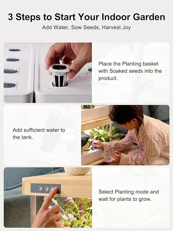 GROWNEER HydroEasy1.0 Hydroponics Growing System Kit, Beginner-Friendly Indoor Garden for Vegetable Fruit Herb, Walnut Design, Perfect Gift Idea, Full-Spectrum LED Lights for Maximum Growth by GreenHaven Gardens
