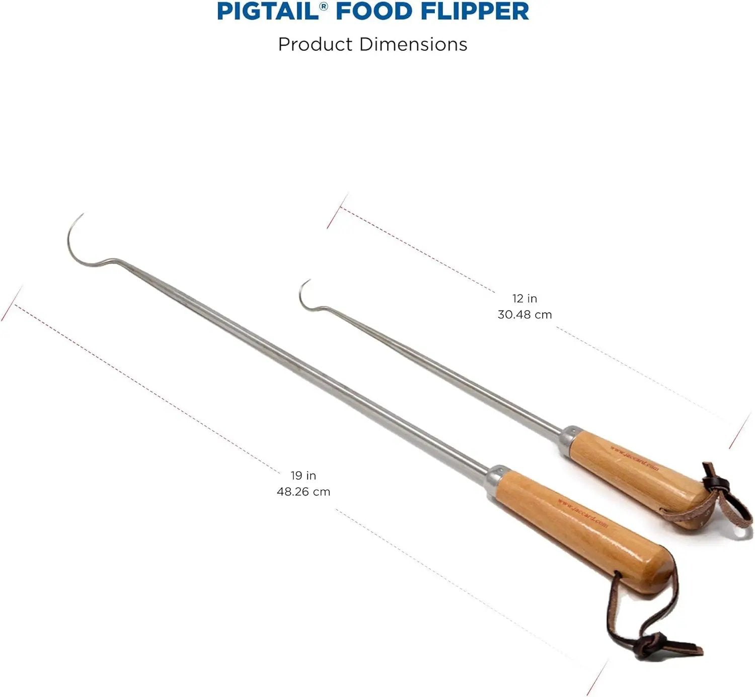 Jaccard Original Combo Pack with Wooden Gift Box, 12"/19", PigTail Food Flipper, Stainless Steel by GreenHaven Gardens