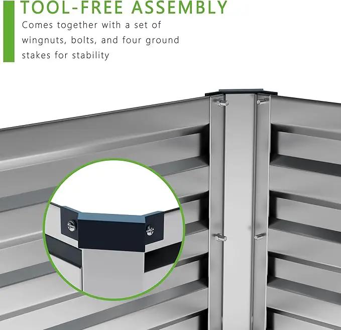 12x4x1FT Galvanized Raised Garden Bed Kit,Vegetable Boxes-Rectangle Metal Flower Box,Large Planter Raised Beds Outdoor Garden for Planting,Fruit,Herb-Sliver by GreenHaven Gardens