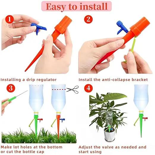 Upgrade Plant Self Watering Spikes Devices, Automatic Watering System with Slow Release Control Valve Switch, Plant Drip Irrigation System for Outdoor & Indoor Plants (12 PCS, Green+Orange) by GreenHaven Gardens