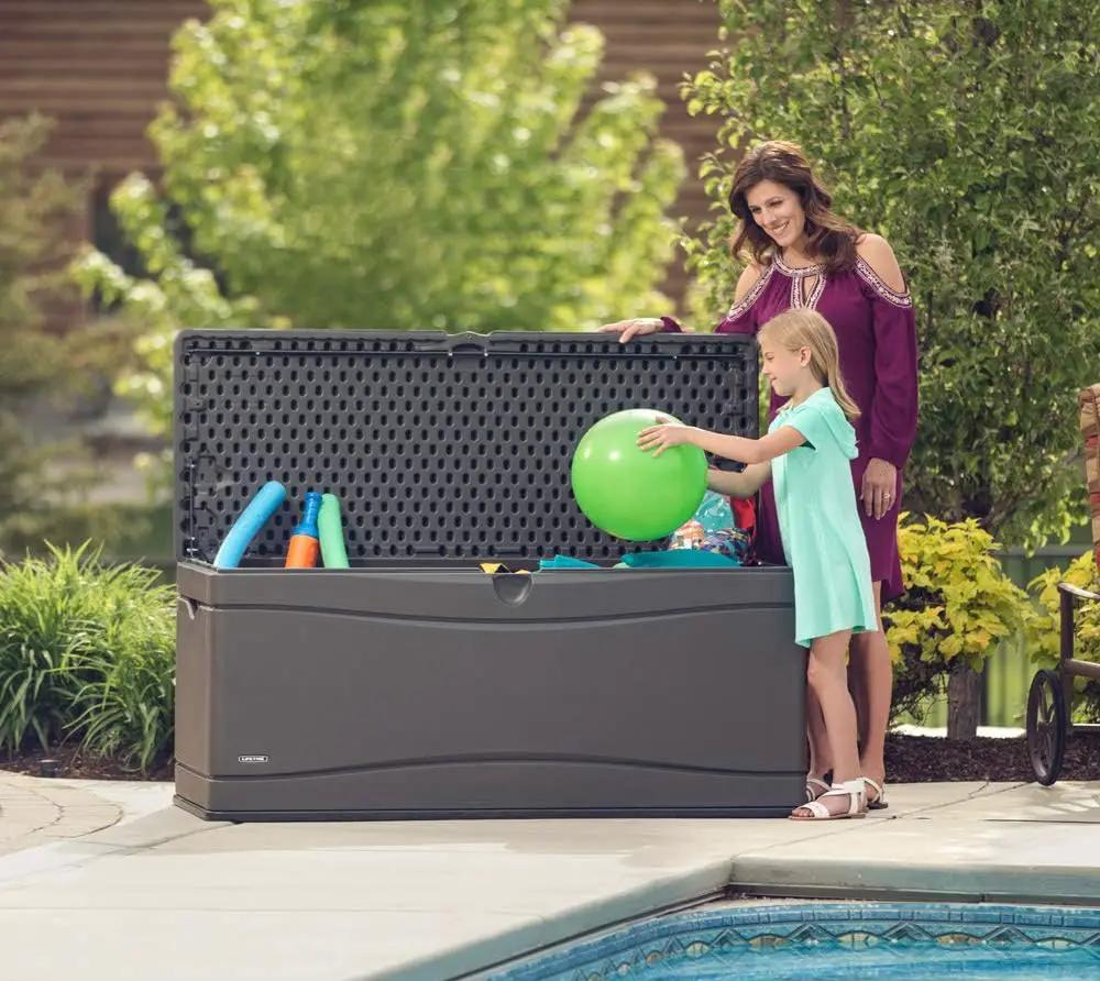 LIFETIME 60298 Heavy Duty Outdoor Storage Deck Box, 130 Gallon, Gray by GreenHaven Gardens