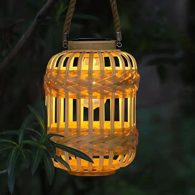 Solar Lanterns Outdoor Hanging Lights Rattan Bamboo Solar Light Waterproof with Twine Handle Garden Decorative Table Lamp for Yard Tabletop Patio Tree Pathway Home Decoration by GreenHaven Gardens