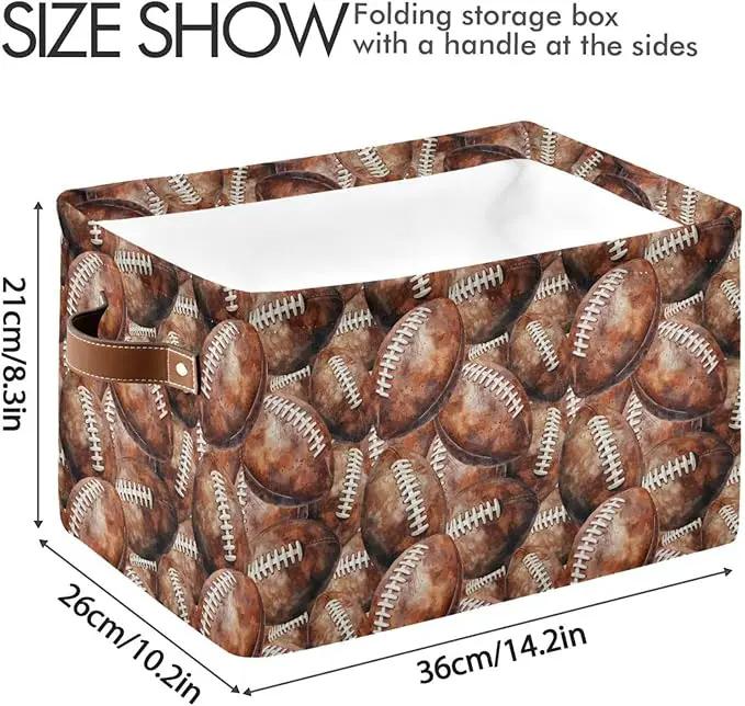 Football Rectangular Storage Basket Organizer Bin Shelf Baskets For Home Office Dorm by GreenHaven Gardens