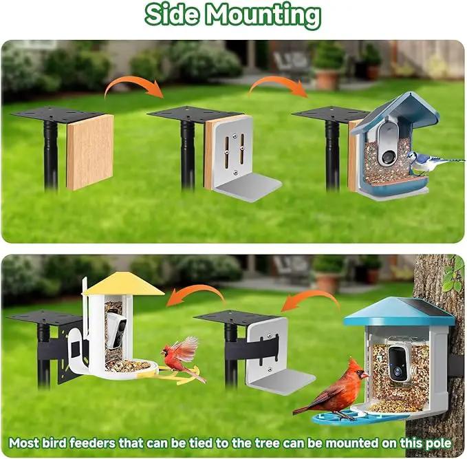 79In Smart Bird Feeder Pole Mount Kit,Adjustable Bird House Pole for Outdoors Heavy Duty, Metal Birdhouse Stand for Outside Multiple Mounting Option(Black Finish) by GreenHaven Gardens
