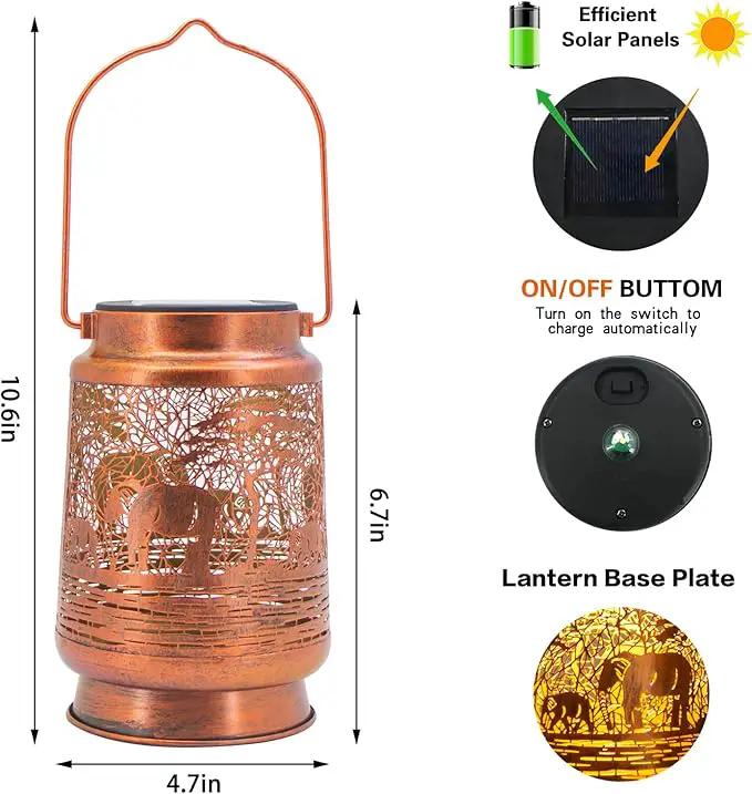Solar Lanterns Outdoor Garden Decor, Gifts for Women, Mom, Grandma, Birthday, Thanksgiving, Decorative Waterproof Hanging Metal LED Light for Yard, Patio, Lawn, Landscape, Backyard (Elephant) by GreenHaven Gardens