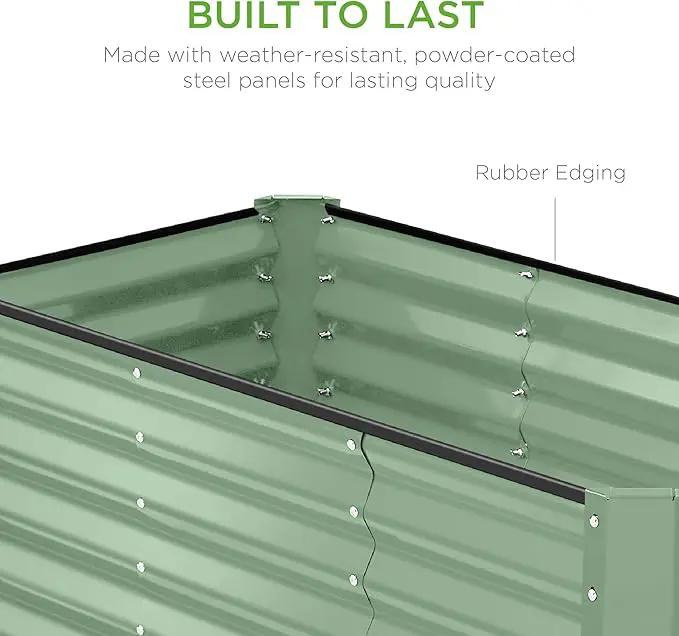 Best Choice Products 4x2x2ft Outdoor Metal Raised Garden Bed, Deep Root Planter Box for Vegetables, Flowers, Herbs, and Succulents w/ 119 Gallon Capacity - Sage Green by GreenHaven Gardens