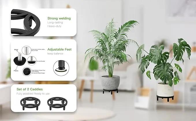 Zhongma 2 Pack 8.7" Sturdy Potted Plant Stand Flower Pot Holder Heavy Duty Construction, Low Plant Stand for Home Indoor and Outdoor, Sturdy plant riser and saucer without Installation Required by GreenHaven Gardens