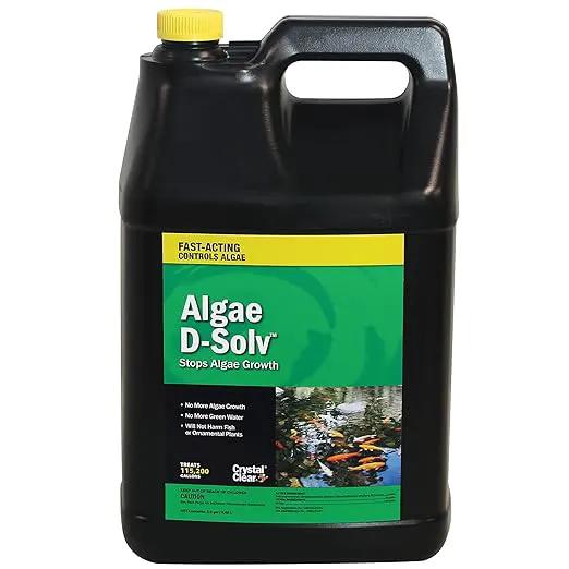 CrystalClear Algae D-Solv Pond Algae Control, Fast-Acting EPA Registered Algaecide, Use in Fountains & Outdoor Ponds Containing Koi & Other Fish, Treats 115,200 Gallons, 2.5 Gallons by GreenHaven Gardens
