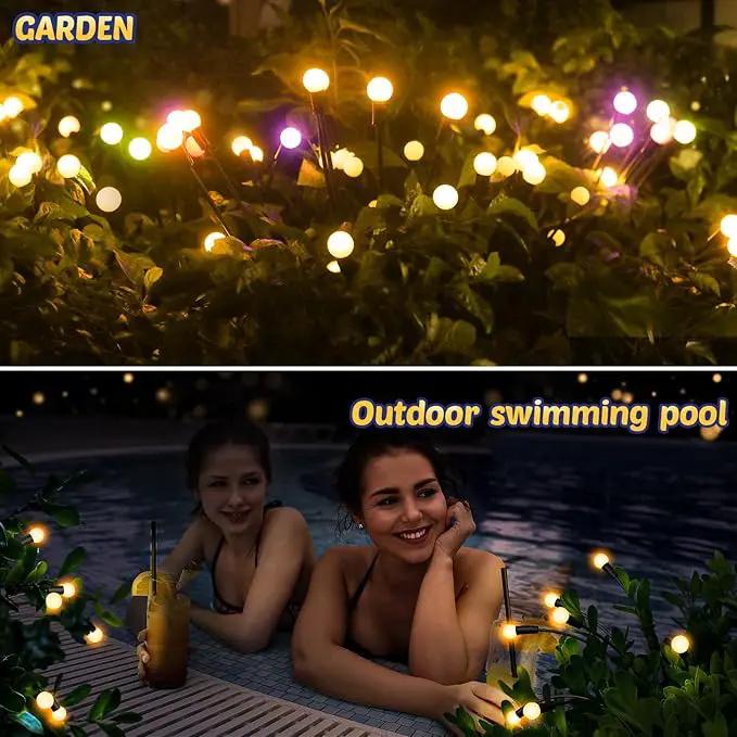 Solar Firefly Lights 4 Pack 32 LED Lights 2 Lighting Modes for Garden, Patio and Yard Solar-Powered LED Lights (Warm White) by GreenHaven Gardens