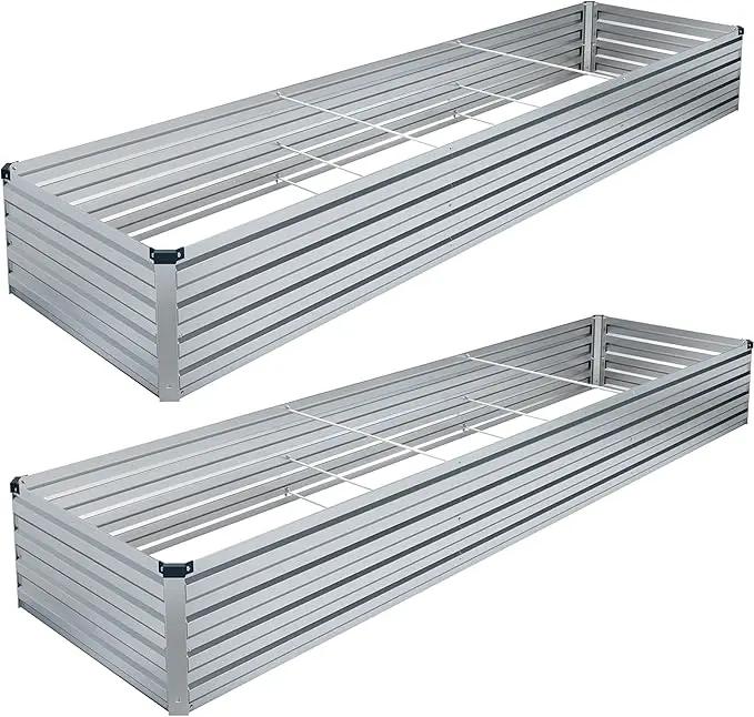 MGNO 2pcs 12x4x1FT Galvanized Raised Garden Bed-Outdoor Planter Box for Vegetables-Metal Garden Bed,RRectangle Planting Box for Herb,Flower by GreenHaven Gardens