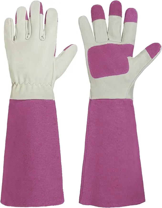 HANDLANDY Rose Pruning Gardening Gloves for Men & Women, Thornproof Long Gauntlet Gloves, Pigskin Leather - Breathable & Durability (Small) by GreenHaven Gardens