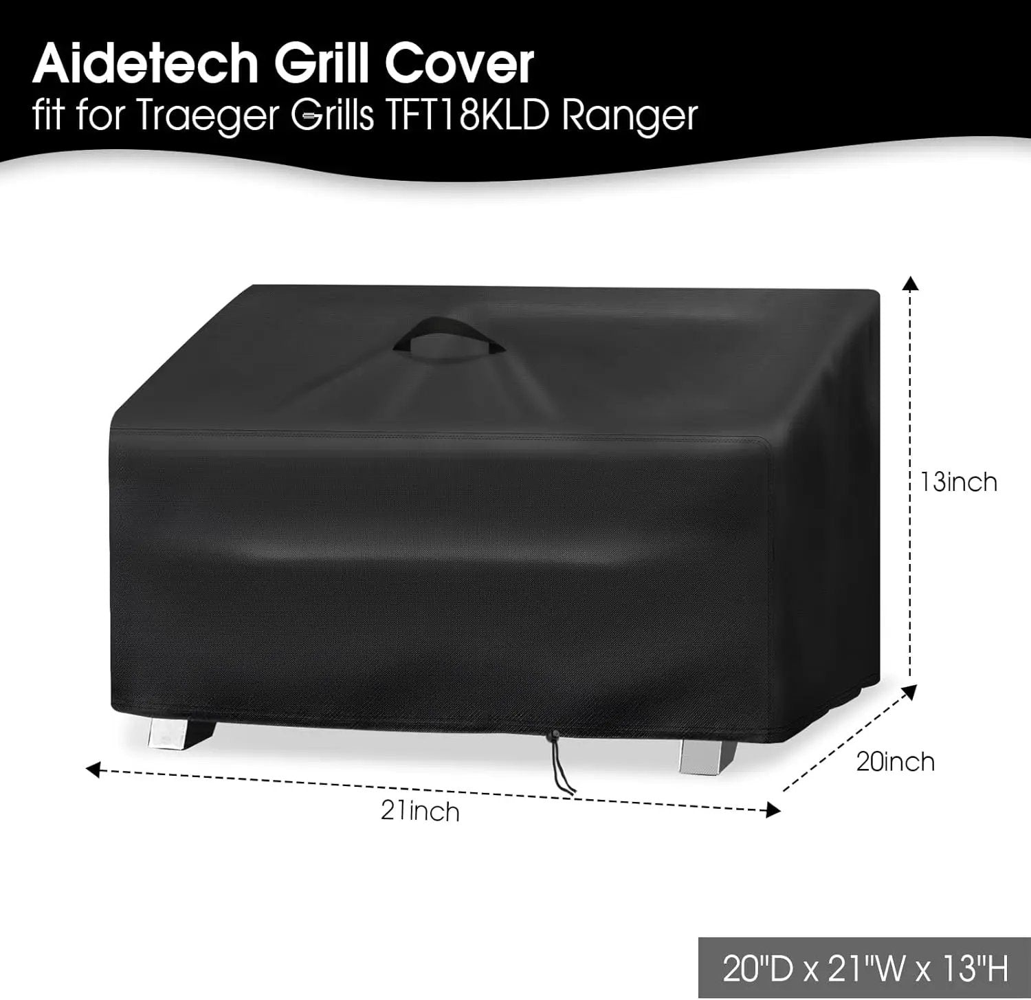 Grill Cover for Traeger TFT18KLD Ranger, Waterproof Dustproof Tabletop Grill Smoker Cover- 20x21x13 in, Black by GreenHaven Gardens