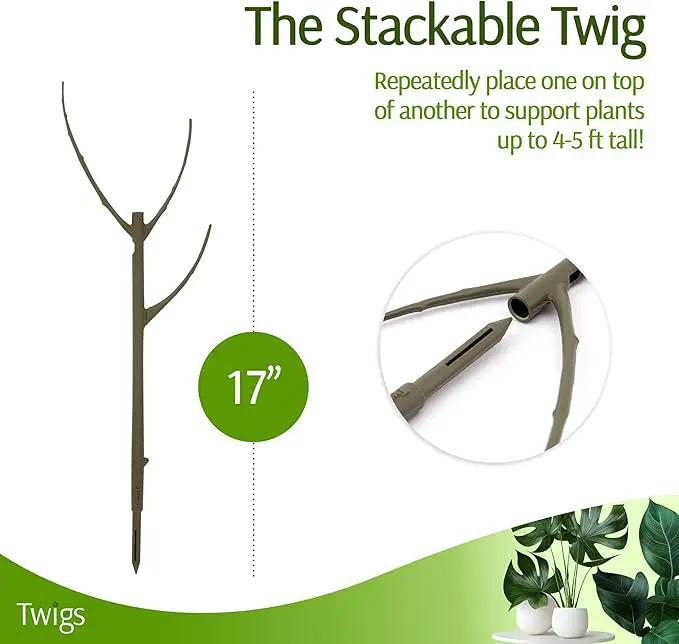 Stackable Plant Support Stakes, Stem Holder Structures for Indoor & Outdoor Use, Garden Accessories for Climbing & Potted Plants, Trellis Alternative - Moonstone, 3 Pack, 17" L by GreenHaven Gardens
