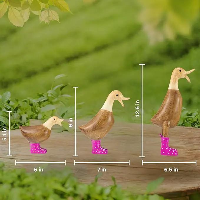 GUTE Duck Yard Decorations Yard Art Garden Puddle Ducks with Pink Spotted Wellies Boots, Valentine's Day Yard Statues, Duck Figurine Statue - Waterproof Indoor & Outdoor Lawn Ornament by GreenHaven Gardens