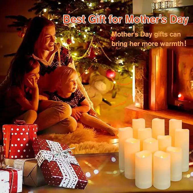 Metaku Flameless Flickering LED Candles Set of 12 - Battery Operated Ivory with Remote & Timer for Halloween, Christmas, Bedroom, Home, Wedding, Birthday Decoration D2.2'' x H4''5''6''7'' by GreenHaven Gardens