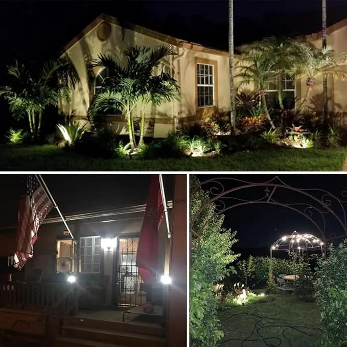 SUNVIE 12W LED Low Voltage Landscape Lights, Outdoor 12V 3000K Warm White (900LM) Waterproof Garden Pathway Lights Wall Tree Flag Spotlights with Spike Stand, 2 Pack with Connector by GreenHaven Gardens