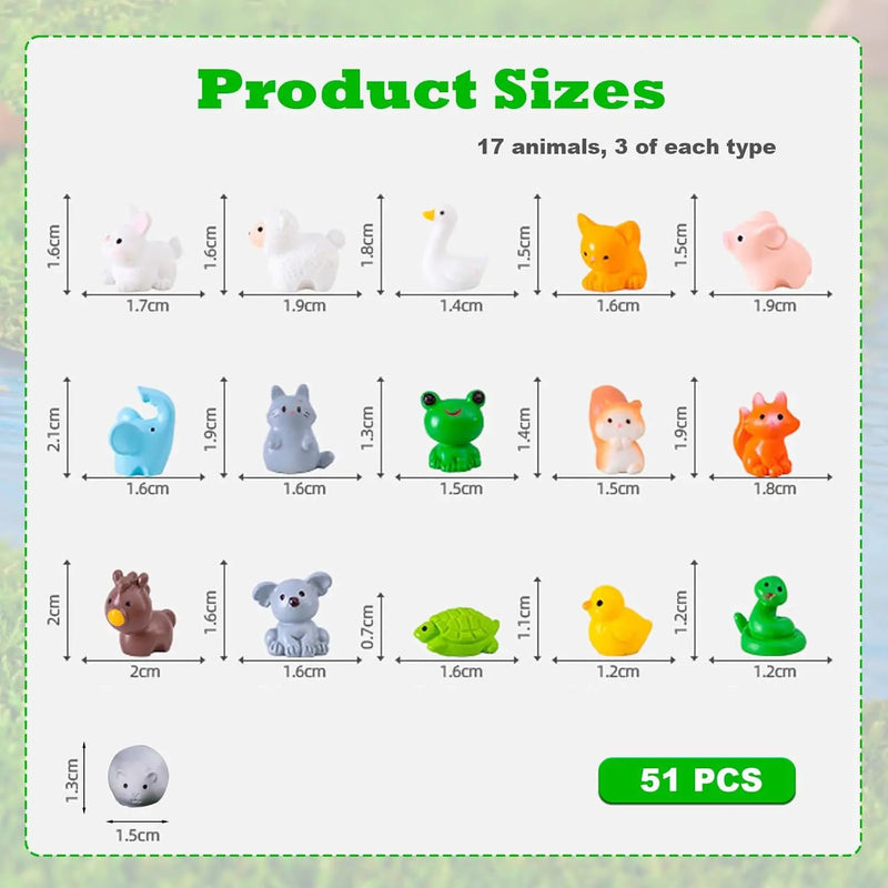 51pcs Fairy Garden Accessories, Mini Resin Animals to Hide, Miniature Figurines Bulk for Landscape Garden Aquarium Outdoor DIY Decor by GreenHaven Gardens