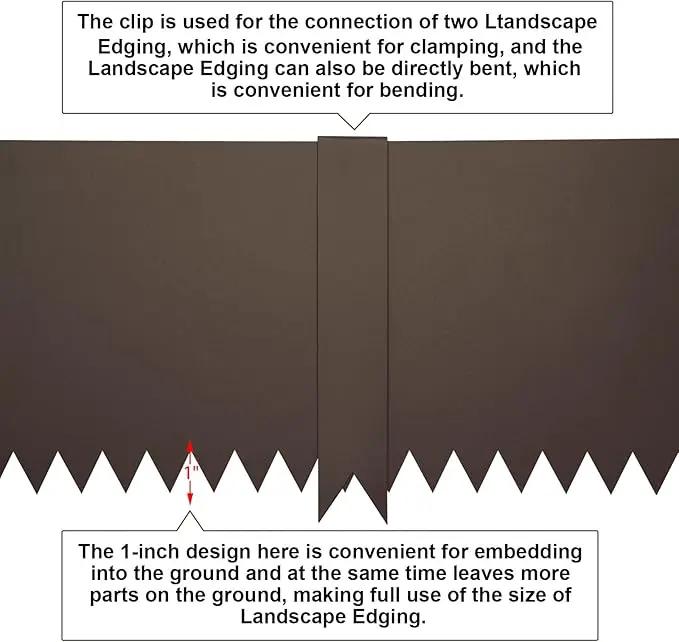 40" L x 8" H Metal Landscape Edging, Heavy Duty Galvanized Steel Garden Edging,6 Pack Steel Landscape Edging with Clips for Lawn, Flower Bed, Yard (Brown)