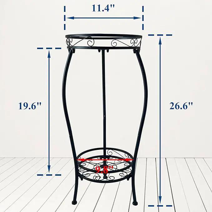 CASIMR 2Pack Plant Stand Indoor Outdoor, 2 Tier 26.6" Tall Metal Potted Holder Rack Multiple Flower Pot Stand Heavy Duty Plant Shelf Rustproof Iron Plant Round Supports Rack by GreenHaven Gardens