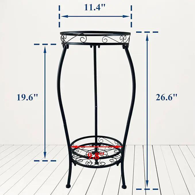 CASIMR 2 Tier Plant Stand Indoor Outdoor, 26.6" Tall Metal Potted Holder Rack Multiple Flower Pot Stand Heavy Duty Plant Shelf Rustproof Iron Plant Round Supports Rack by GreenHaven Gardens