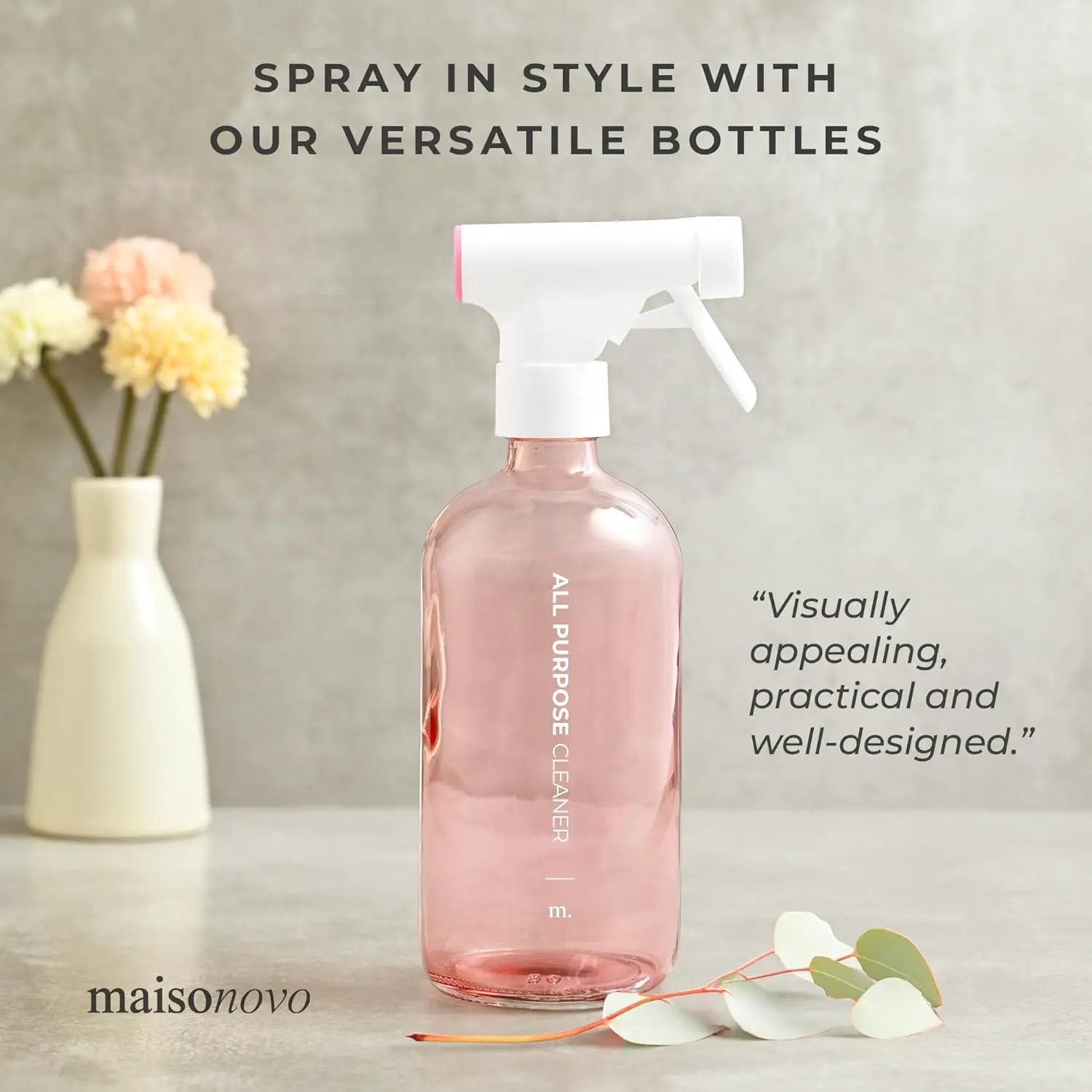 MaisoNovo Spray Bottle for Hair - 16.9 fl oz Pink x 2 with 16 Labels by GreenHaven Gardens
