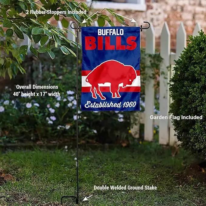 WinCraft Buffalo Bills Throwback Retro Vintage Garden Flag and Flagpole Mount by GreenHaven Gardens