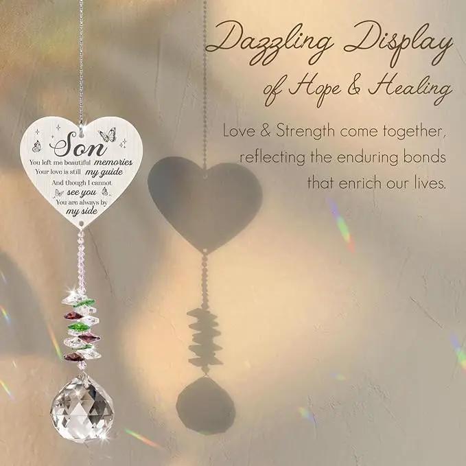 Memorial Crystal Suncatcher,Memorial Gifts for Loss of Son,Loss of Son Sympathy Gifts,Hanging Crystals Ornament for Window Rainbow Maker Prisms Home Decor Gift by GreenHaven Gardens