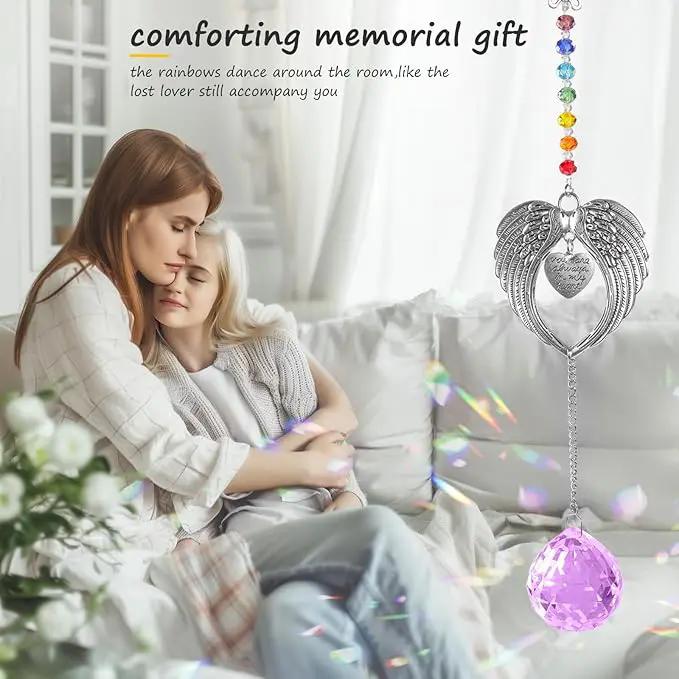 Memorial Gifts for Loss of Loved One Unique Sympathy Gifts Rainbow Sun Catcher Indoor Window Hanging Crystal Prism Grief Bereavement Gifts Ideas for Who Loss of Mom Dad (Violet) by GreenHaven Gardens