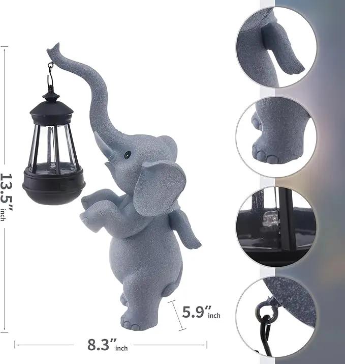 Solar Garden Statues Outdoor Decor,Angel Elephant Statue Outdoor Clearance,Resin Outdoor Statues Garden Decor for Outside Patio Woman Mom Gifts (Angel Elephant) by GreenHaven Gardens