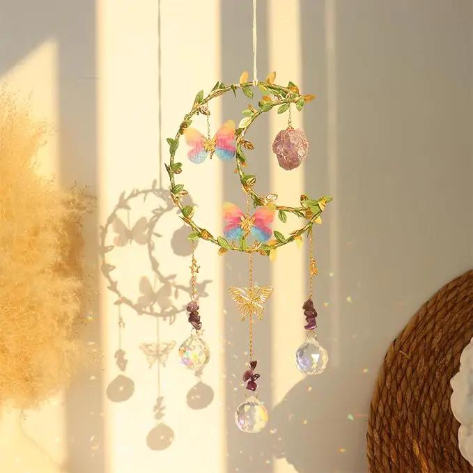 Butterfly Suncatcher - Amethyst Moon Crystal Sun Catcher Window Hanging, Good Luck Charms Gifts for Women Chrismas Thanksgiving Birthday Crystal by GreenHaven Gardens