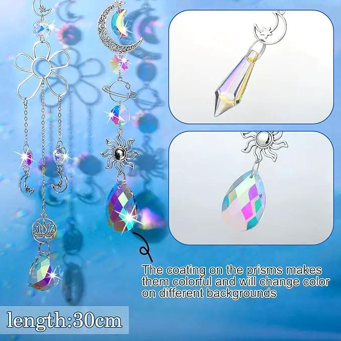 Maitys 9 Pcs 6 Pcs Crystal Suncatcher Sun Catchers Indoor Window Hanging Sun Catchers with Light Catcher with Prisms and Agate Slices for Indoor Outdoor Home Garden Wedding Decor (Elegant) by GreenHaven Gardens