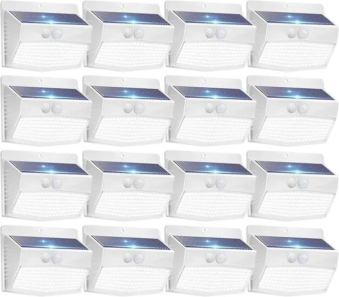 Peasur 16 Packs Solar Outdoor Lights Motion Sensor Solar Security Lights Waterproof with 3 Lighting Modes Solar Powered Wall Lights Outside for Garden Fence Yard Deck, White by GreenHaven Gardens