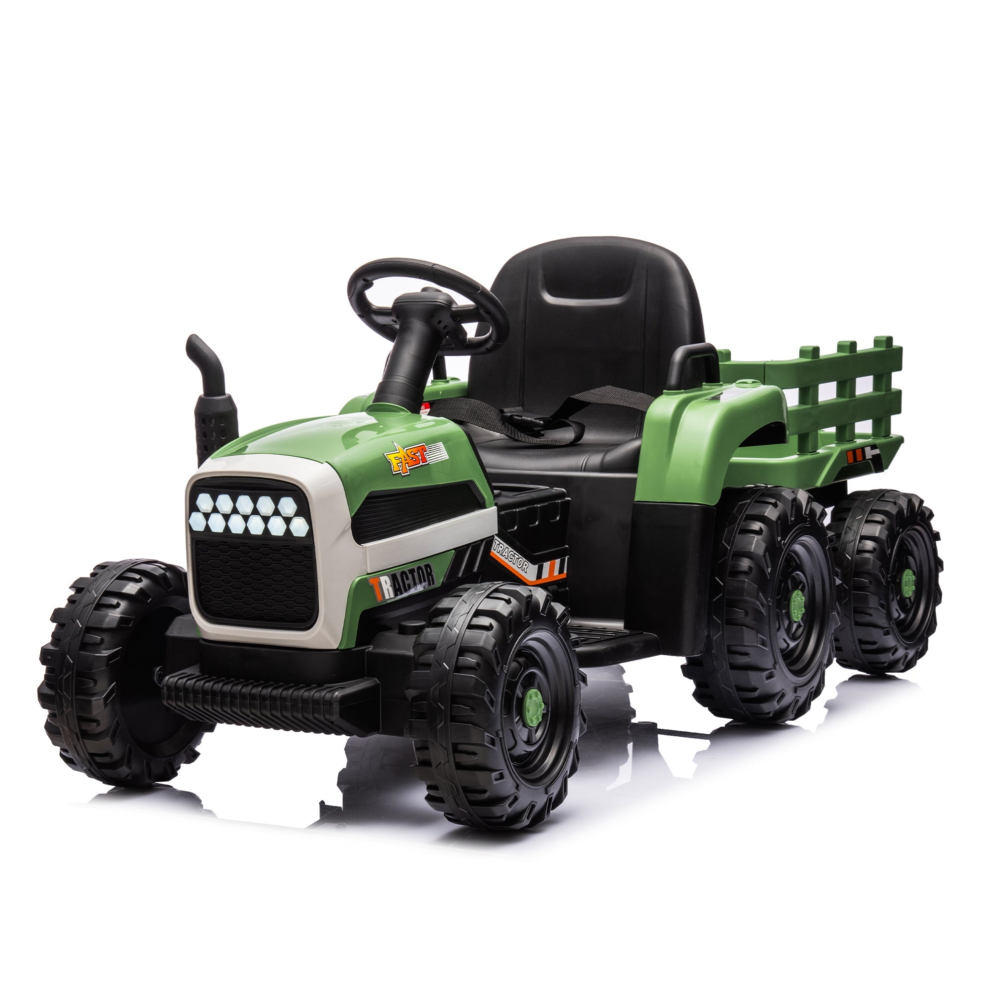 Ride On Tractor With Trailer - 24V Battery Powered Electric Tractor Toy by HouseOfZazla