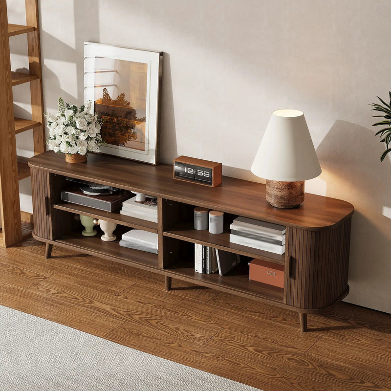 70" TV Stand, Media Center With Ample Storage - Dark Brown by Unique Piece Furniture