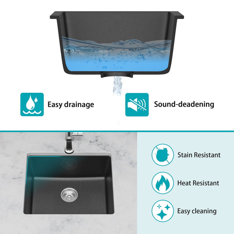 Quartz Kitchen Sink - 21" x 18" x 9.65" by HouseOfZazla