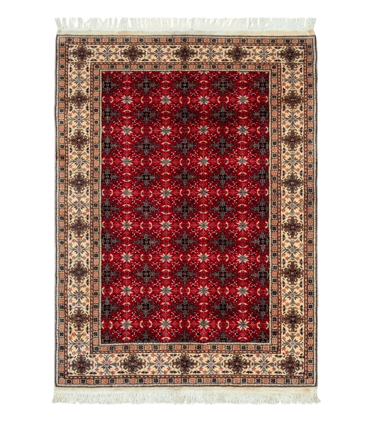 Turkish Sivas Rug 4x6, Red and Cream, Allover Design, Handmade Vintage by Jewel Rugs