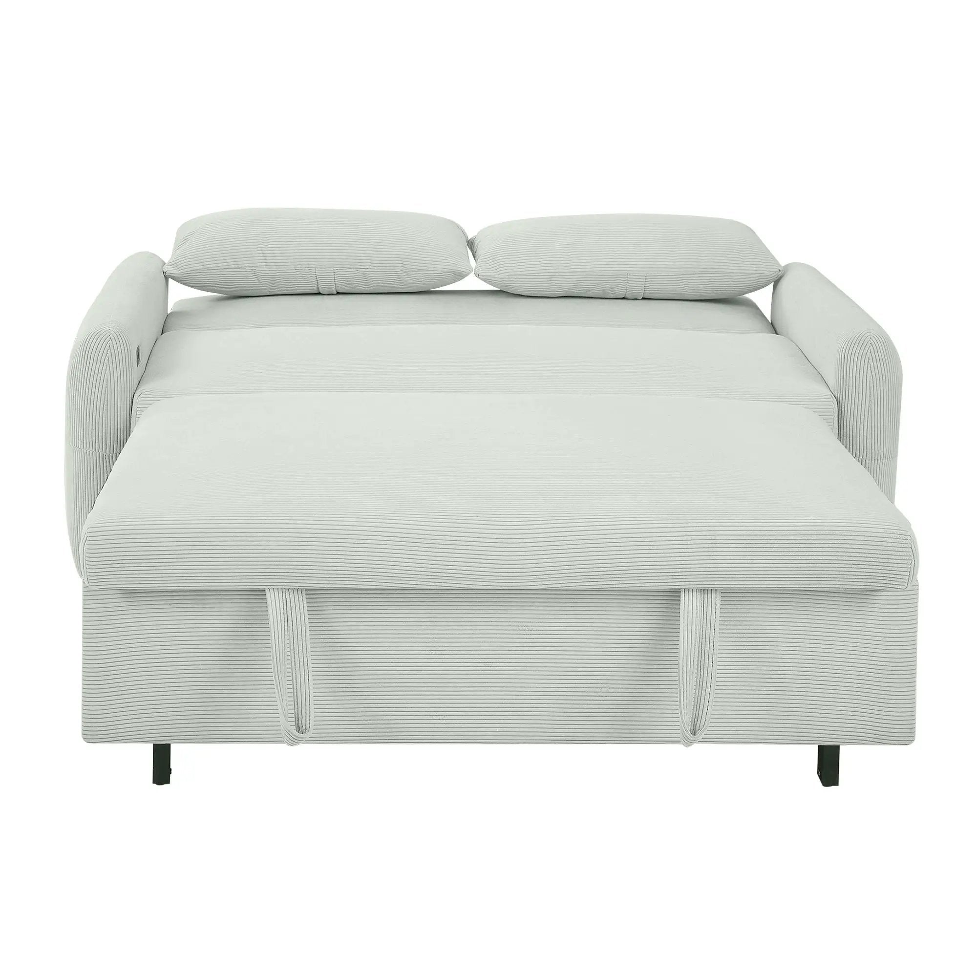 Pull-Out 2 Seat Modern Sleeper Sofa With 2 Throw Pillows And USB Ports by HouseOfZazla