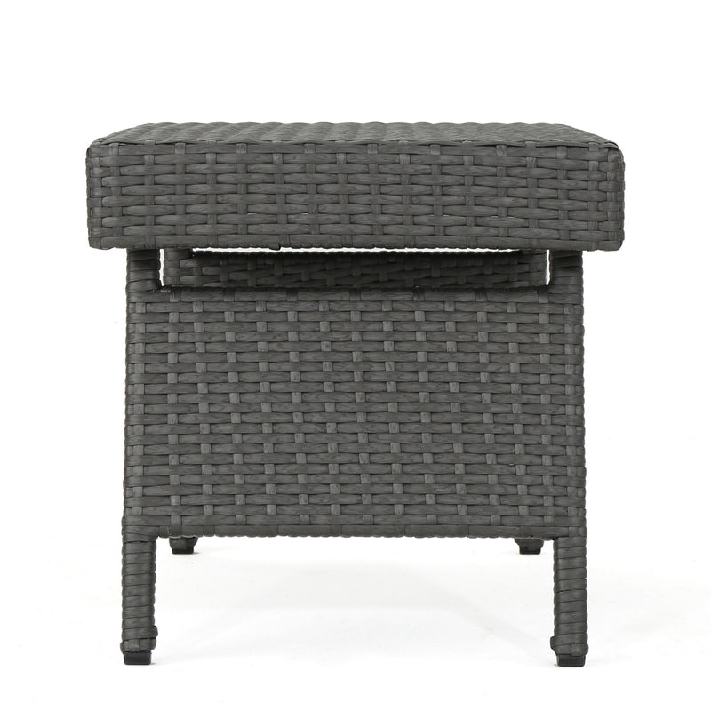 Outdoor Wicker Table With Rectangular Tabletop - Gray by HouseOfZazla