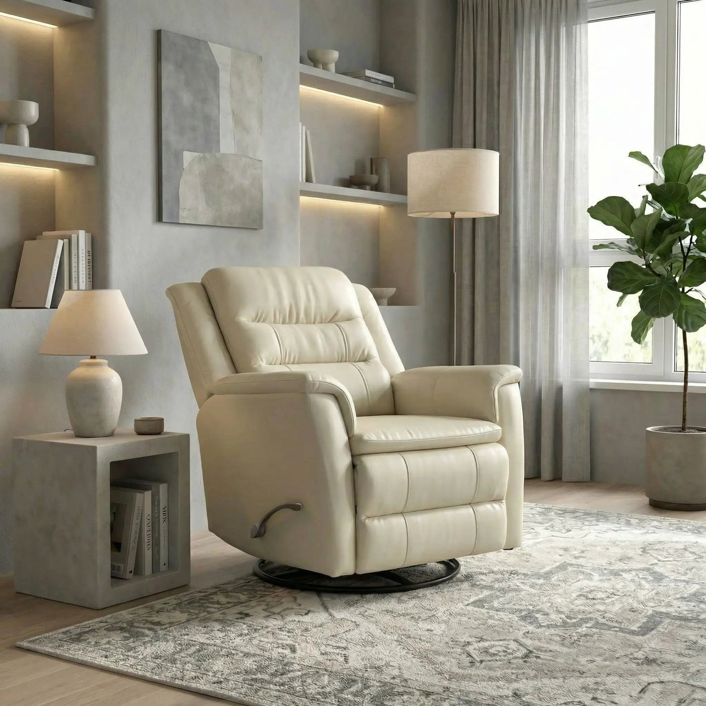 Swivel Recliner With Manual Adjustable Footrest by Unique Piece Furniture