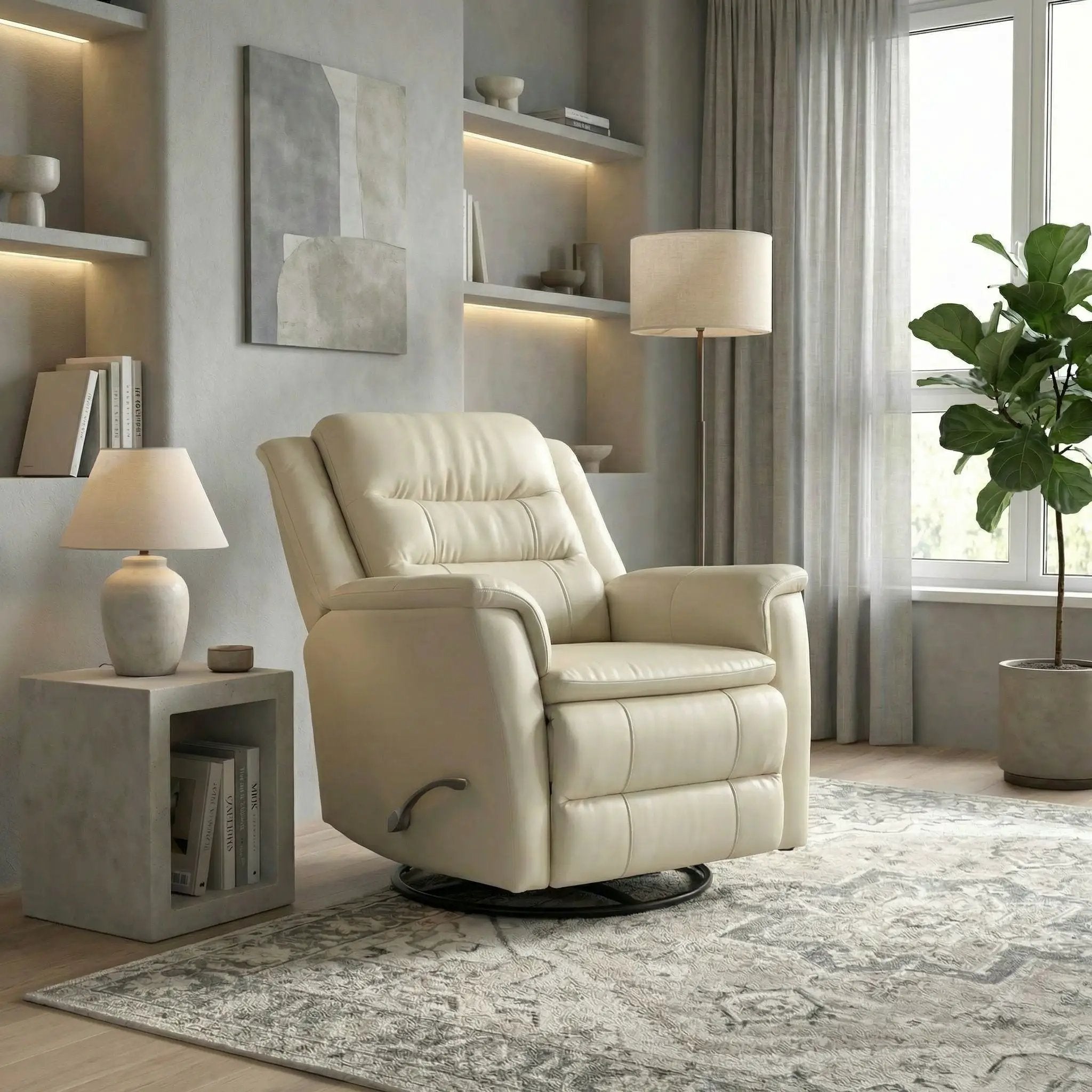 Swivel Recliner With Manual Adjustable Footrest by Unique Piece Furniture