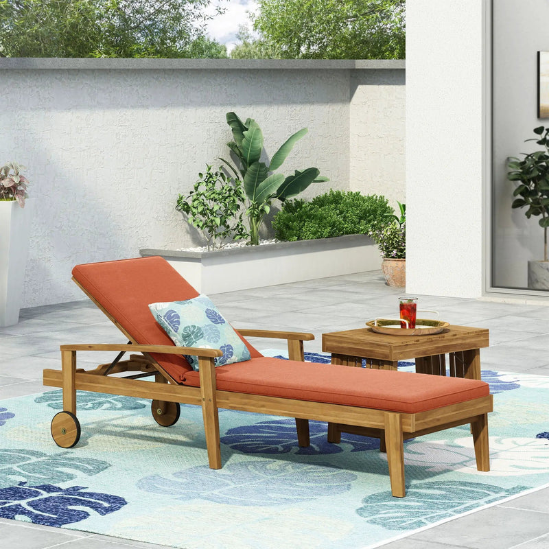 Jason Chaise Lounge Adjustable Acacia Wood Outdoor Furniture by HouseOfZazla
