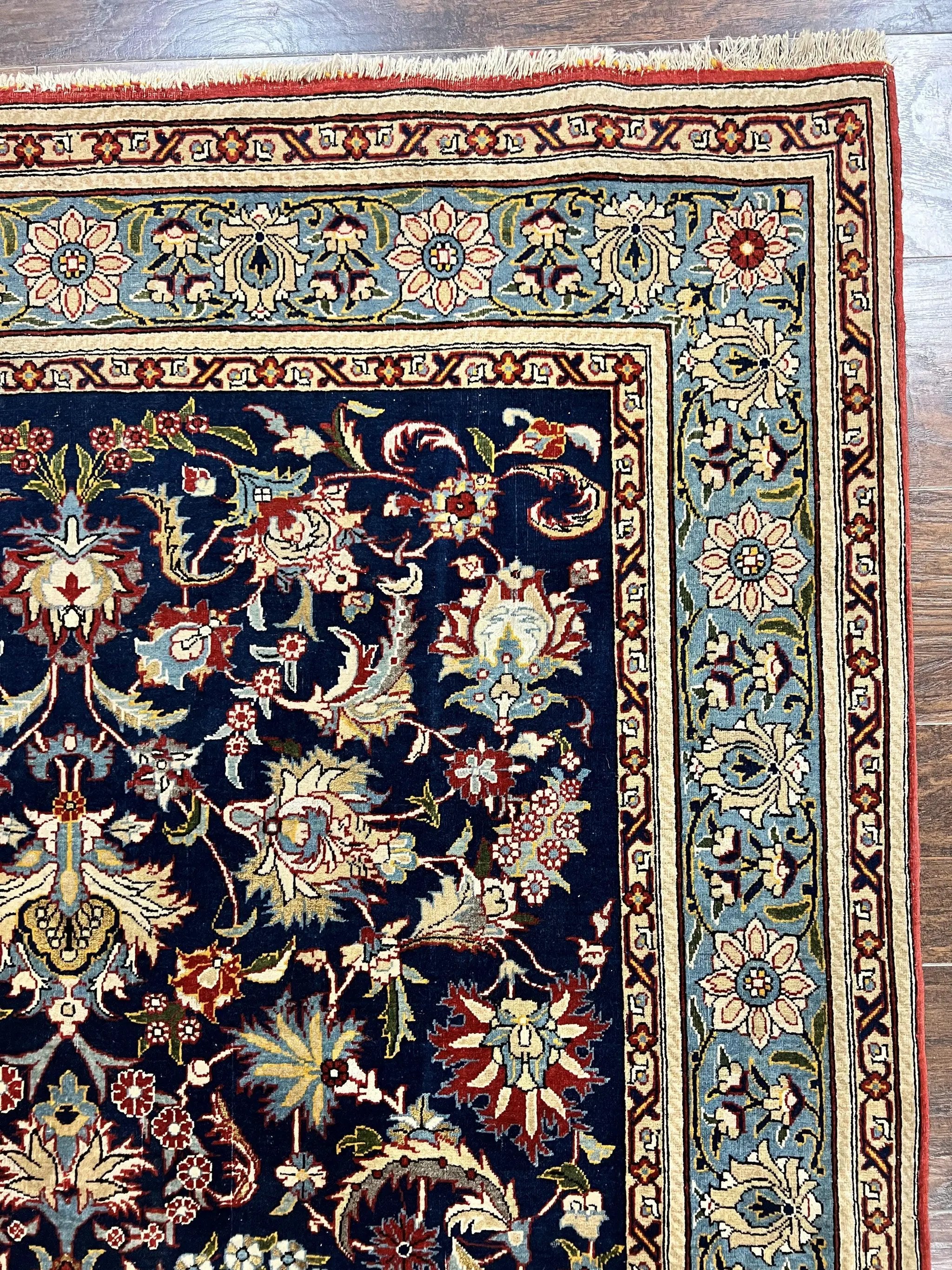 Blue Persian Qum Rug 5x7, Very Fine and Wonderful Authentic Persian Carpet, Wool Hand Knotted Vintage Semi Antique Oriental Rug, Floral, Ghom Qom Rug by Jewel Rugs