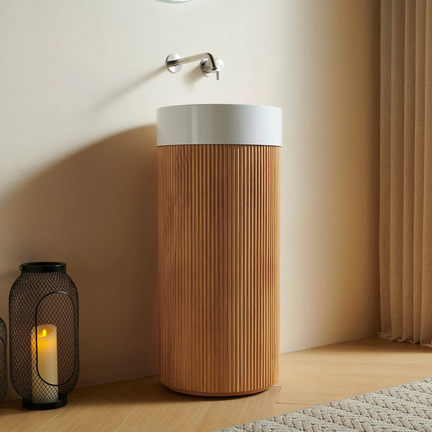 JINBO 16" Freestanding Cylindrical Bathroom Vanity Cabinet by HouseOfZazla