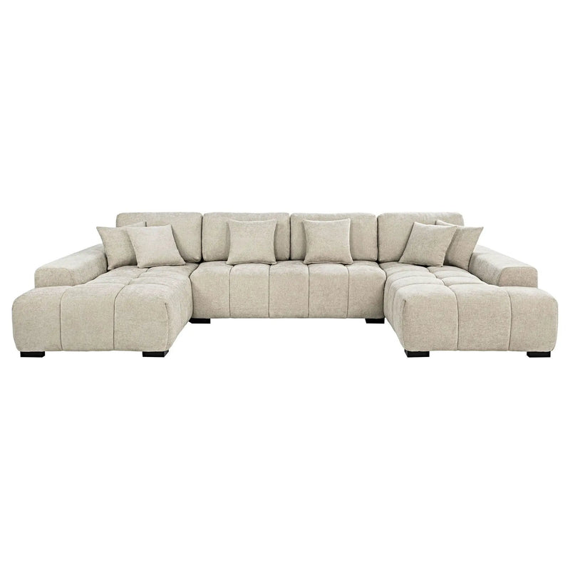 Cannella U-Shaped Double Chaise Upholstered Sectional Sofa Beige by Unique Piece Furniture