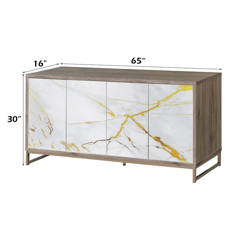 Paavan - Console Cabinet - White / ChampagneChampagne by Unique Piece Furniture