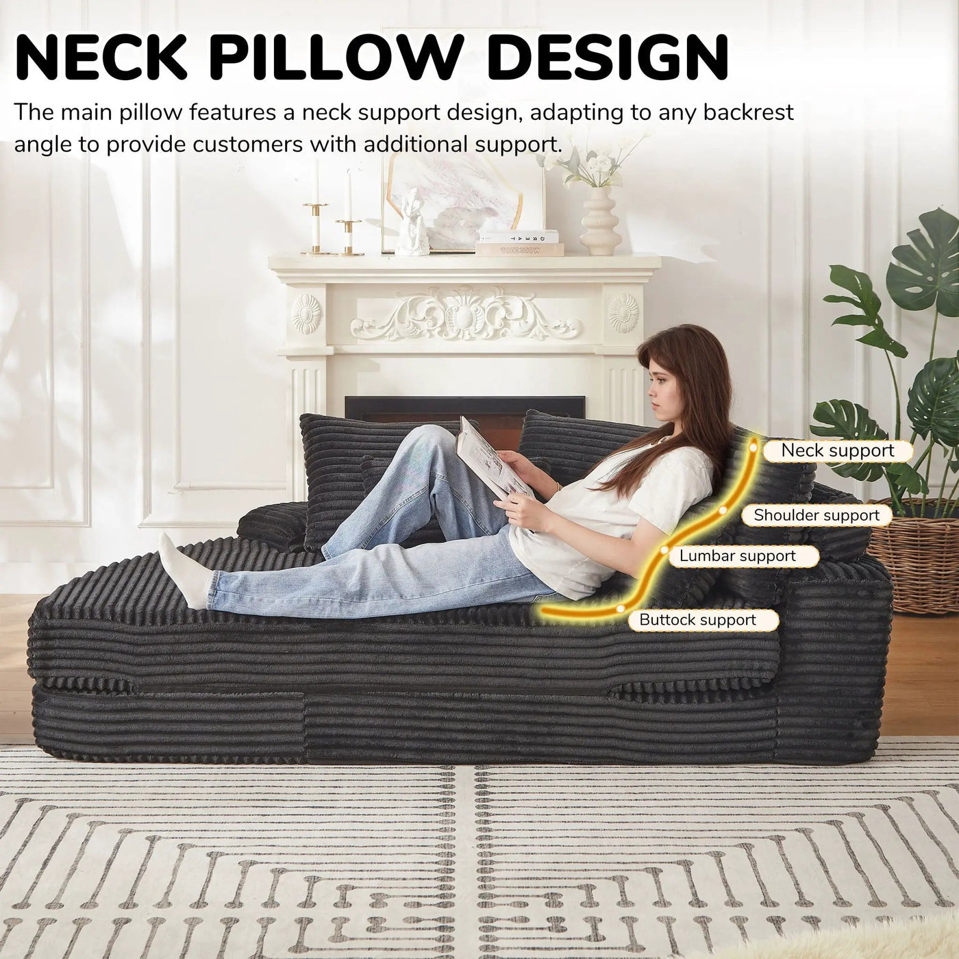 Semi Circular 2 In 1 Sofa Bed With Neck Pillow And Throw Pillows by HouseOfZazla