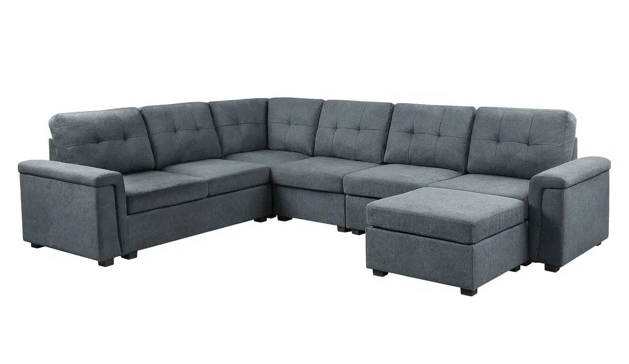Isla - Fabric Sectional Sofa With Ottoman by HouseOfZazla