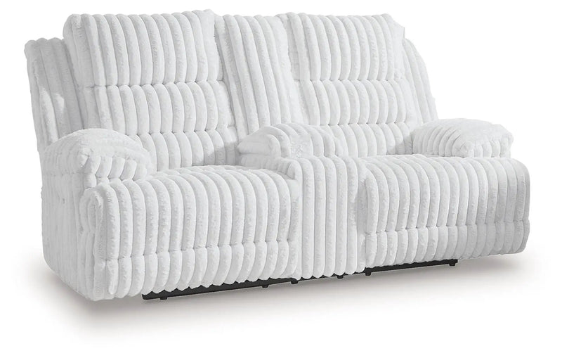 Rhines Falls - Double Reclining Power Loveseat With Console - Alloy by Unique Piece Furniture